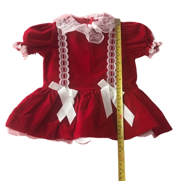 ✨Sold✨Vintage Red Velvet Baby Dress Little Beauty Original 18 Months - Picture 3 of 11